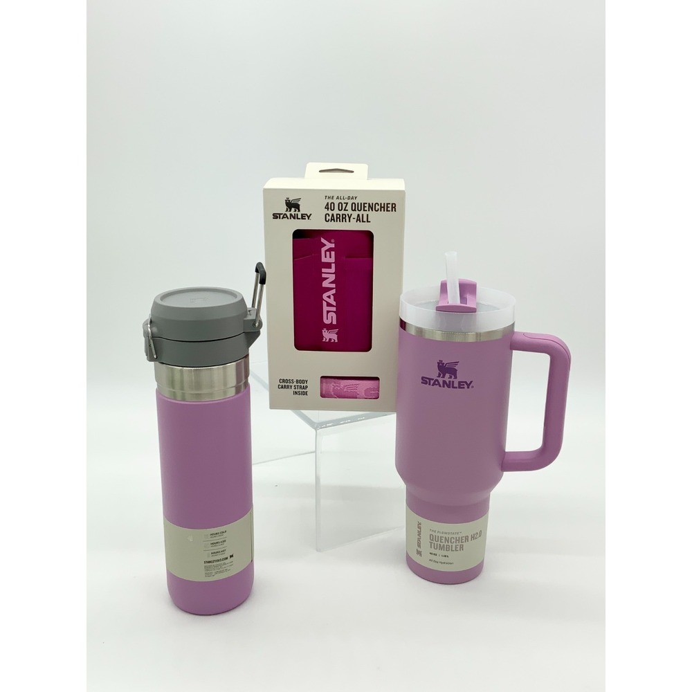 Purple Stanley Trio With Go Bottle, Quencher Tumbler;  and Quencher Carry All